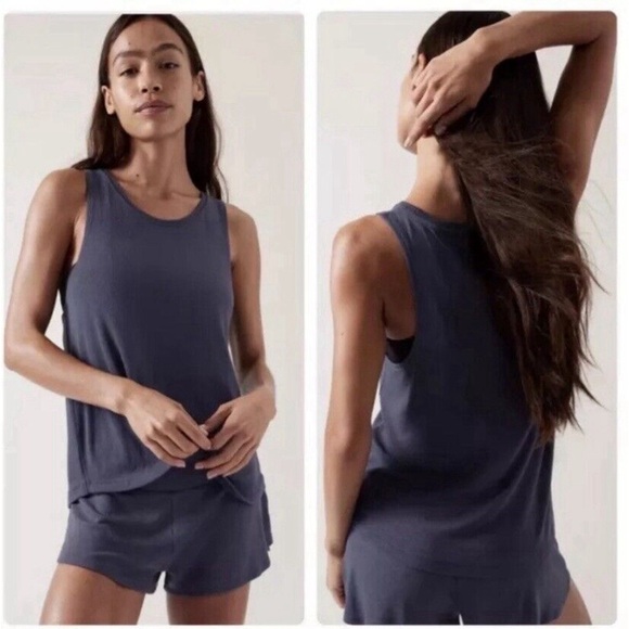 ATHLETA🥇 Well Rested Rib Sleep Tank Top Blue Size S - Picture 3 of 13